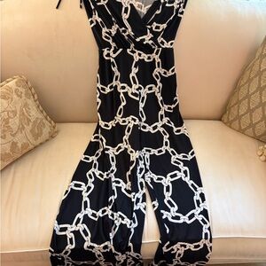 Ariella Black and White Chain Pattern Jumpsuit